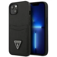 Etui i futerały do telefonów - Etui Guess do iPhone 13 mini 5,4" czarny hardcase SaffianoTriangle Logo Cardslot - miniaturka - grafika 1