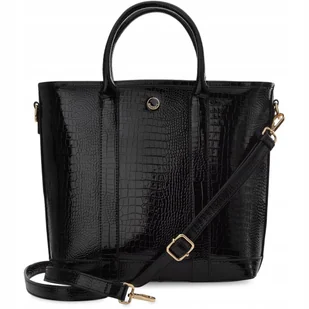 Torebka Damska Aktówka Shopper Monnari Klasyczna Lakierowana Croco Czarna - Torby i wózki na zakupy Torebka Damska Aktówka Shopper Monnari Klasyczna Lakierowana Croco Czarna - Torby i wózki na zakupy - miniaturka - grafika 1