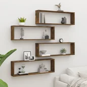 Półki do salonu - vidaXL Półki ścienne, 4 szt., przydymiony dąb, 100x15x30 cm - miniaturka - grafika 1