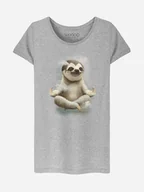 Koszulki i topy damskie - WOOOP Koszulka "Sloth Meditate" w kolorze szarym - miniaturka - grafika 1
