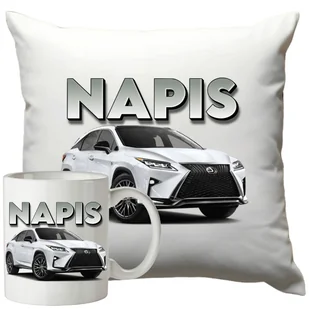 Kubek Poduszka Lexus 330ml 40x40cm z Napisem Zestaw Motoryzacyjny - Gadżety dla niej i dla niego - miniaturka - grafika 1