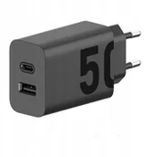 Ładowarki do telefonów - MOTOROLA oryginalna ładowarka sieciowa Typ C + USB A 50W MC502 czarna bulk - miniaturka - grafika 1