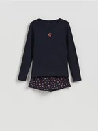 Piżamy damskie - Reserved - Dwuczęściowa piżama z nadrukiem - granatowy - miniaturka - grafika 1