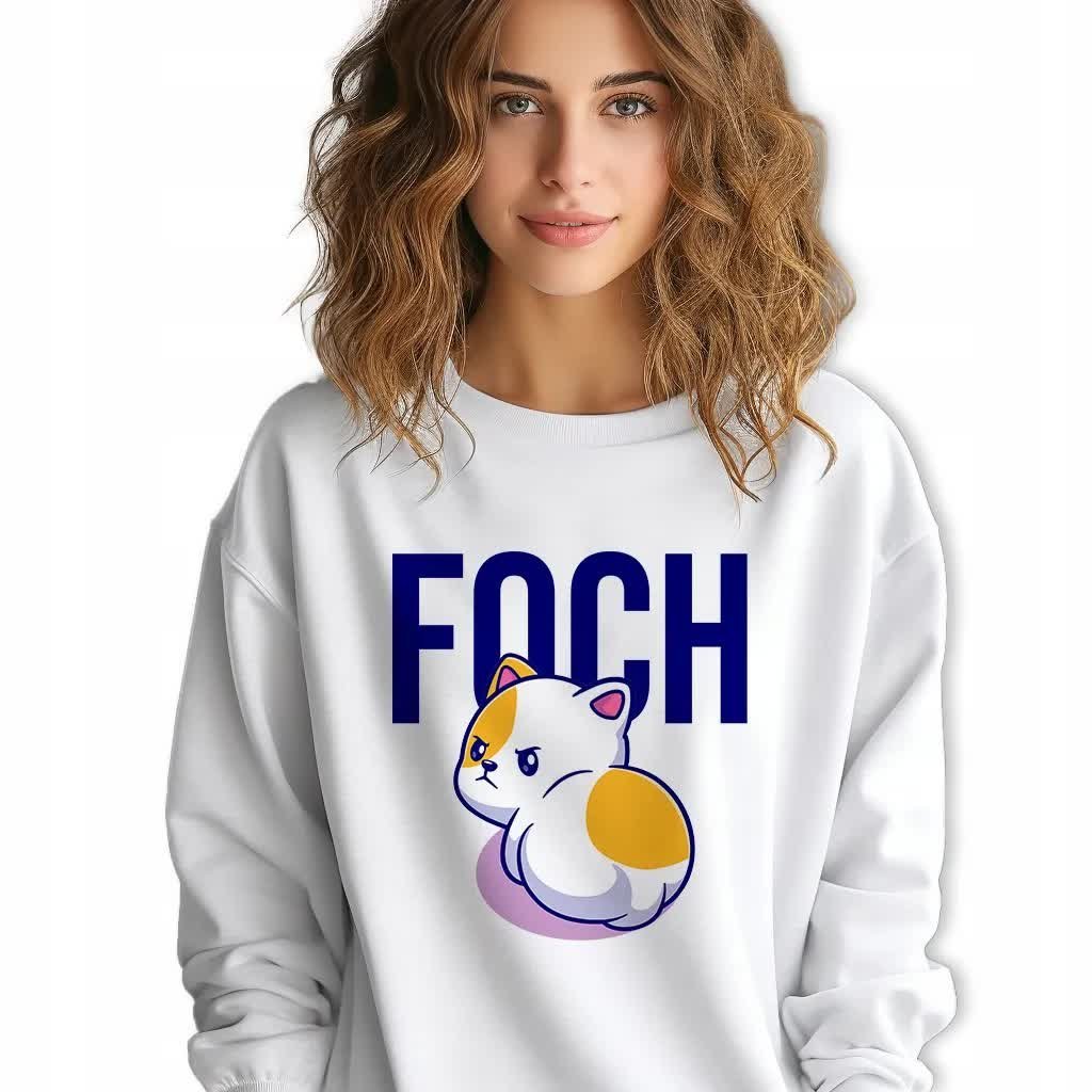 Damska Bluza Biała Dresowa FOCH Na Prezent Kobiece Wzory Rozmiar S