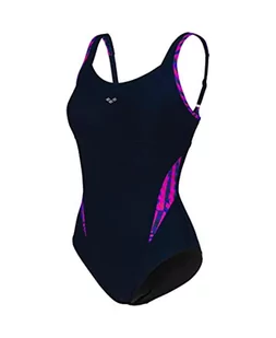 ARENA Damski strój kąpielowy typu bodylift Cloe Strap Back C-Cup jednoczęściowy kombinezon, granatowy granatowy, multi, 44, Granatowy niebieski Multi, 44 - Stroje kąpielowe - miniaturka - grafika 1