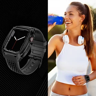 Kingxbar CYF148 2w1 pancerne etui Apple Watch SE, 6, 5, 4 (44 mm) ze stali nierdzewnej z paskiem czarne - Akcesoria do smartwatchy - miniaturka - grafika 12