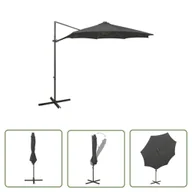 Parasole ogrodowe - The Living Store Parasol wiszący z lampkami LED i słupkiem - antracytowy - 300 cm - Parasol Wiszący - miniaturka - grafika 1