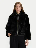 Płaszcze damskie - Rinascimento Futro CFC0122227003 Czarny Regular Fit - miniaturka - grafika 1