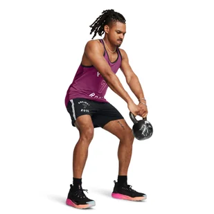 Męskie spodenki treningowe Under Armour Project Rock Mesh Short Boh - czarne - UNDER ARMOUR - Spodnie sportowe męskie - miniaturka - grafika 1