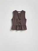 Marynarki i żakiety damskie - Reserved - Kamizelka z lyocellem - ciemnobrązowy - miniaturka - grafika 1