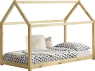 Łóżka dla dzieci i młodzieży - Łóżko dziecięce 70x140cm domek z drewna łóżko naturalne domek dla dzieci domek łóżko pokój dziecięcy łóżko sosna drewno kolory drewna [en.casa] - miniaturka - grafika 1