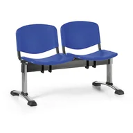 Inne meble biurowe - Ławka do poczekalni plastikowa ISO, 2-siedziska, niebieski, chromowane nogi - miniaturka - grafika 1