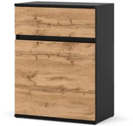 Komody - Komoda nowoczesna szuflada 60cm do salonu młodzieżowa czarny dąb wotan - miniaturka - grafika 1