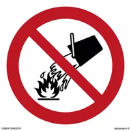 Systemy ekspozycyjne i znaki informacyjne - BA003 ZAKAZ GASZENIA WODĄ, FN - FOLIA SAMOPRZYLEPNA; (350X350MM) - miniaturka - grafika 1