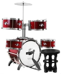 5-bębnowa Perkusja dla dzieci 5+ Instrument muzyczny Stołek + Talerz + 2 Pałeczki 9 el. - Instrumenty muzyczne dla dzieci - miniaturka - grafika 1