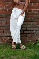 Spodnie sportowe damskie - Balonowe lniane spodnie do jogi UNISEX - miniaturka - grafika 1