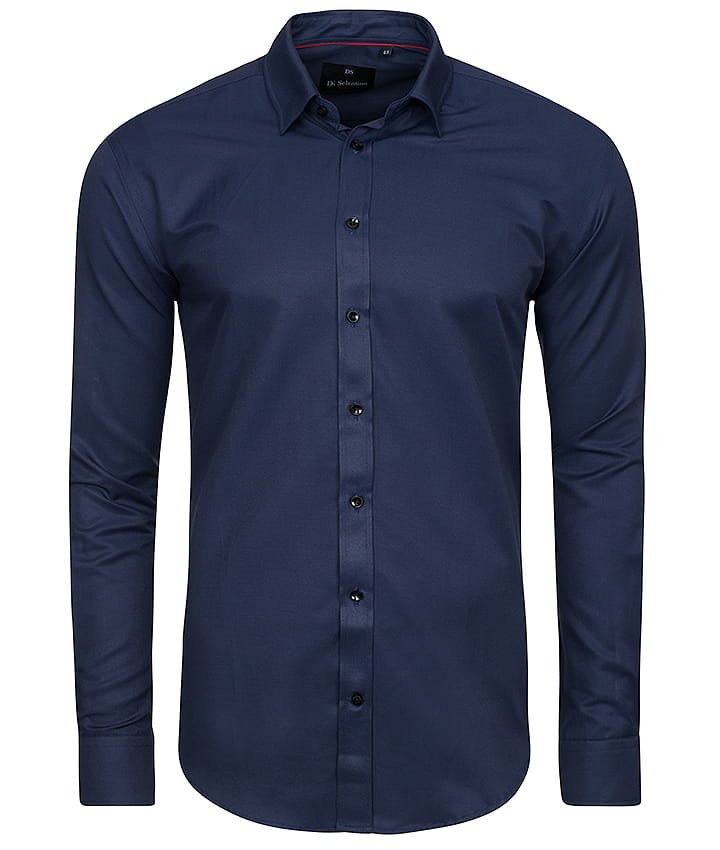 KOSZULA MĘSKA DI SELENTINO GRANATOWA GŁADKA SLIM FIT - Shirt: 39