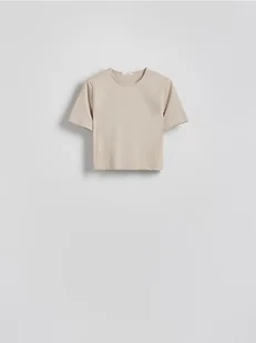 Reserved - Krótki t-shirt - beżowy - Koszulki i topy damskie - miniaturka - grafika 1