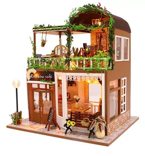 Habarri Habarri Miniaturowy domek Kawiarenka pod tęczą M906 - Zabawki kreatywne - miniaturka - grafika 1