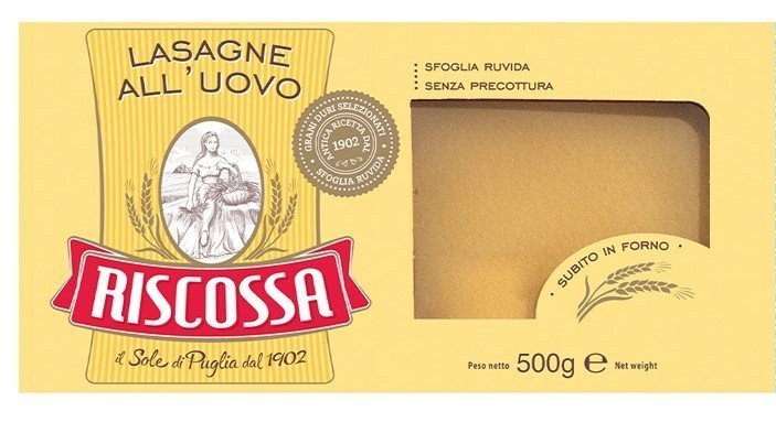 PASTIFICIO RISCOSSA Lasagne jajeczne. Nie wymaga gotowania (Precooked) 500 g