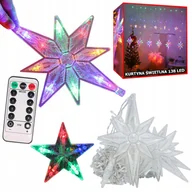 Oświetlenie świąteczne - Lampki Girlanda Gwiazdki Kurtyna Świetlna 138 Led - miniaturka - grafika 1