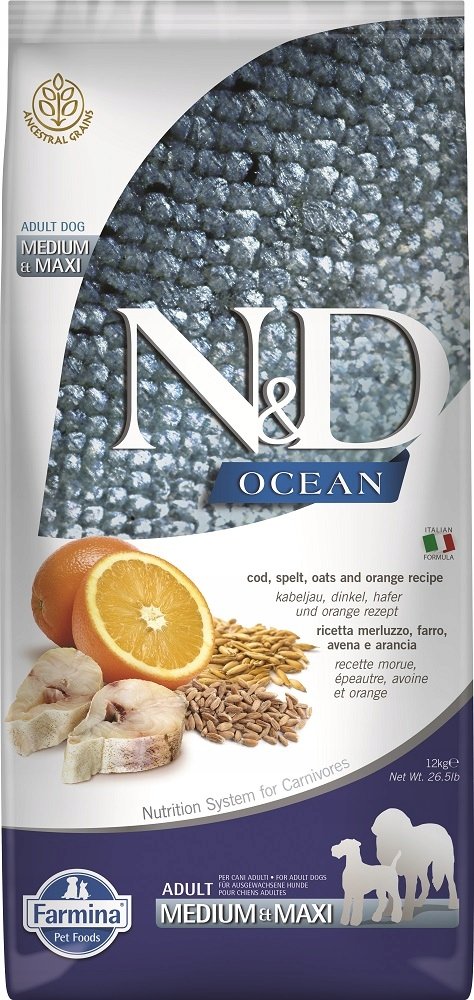 Farmina N&D Ocean Adult Codfish&Orange Medium&Maxi 12 kg