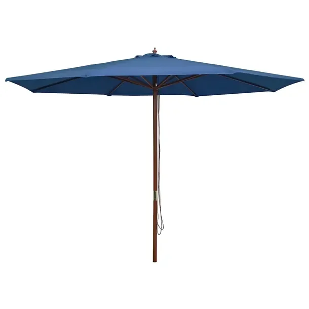 Parasol ogrodowy 350 x 240 cm niebieski z drewnianym słupkiem 48 mm