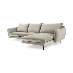 Beżowa narożna aksamitna sofa prawostronna Cosmopolitan Design Vienna - Narożniki - miniaturka - grafika 1