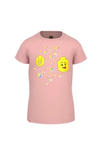 Koszulki dla dziewczynek - Koszulka LEGO® z nadrukiem minifigurek i serc - różowy - grafika 1