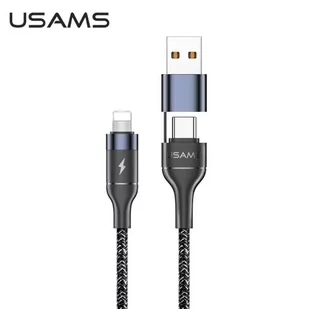 USAMS Kabel pleciony U31 USB-C/USB na lightning 30W PD Fast Charge czarny/black SJ404USB01 (US-SJ404) - Kable USB - miniaturka - grafika 1