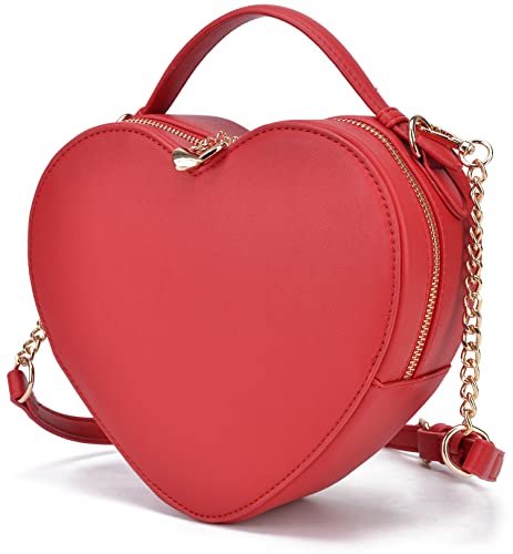 lola mae Torebka crossbody w kształcie serca dla kobiet zapinana na zamek wokół torby na ramię, Czerwony-759