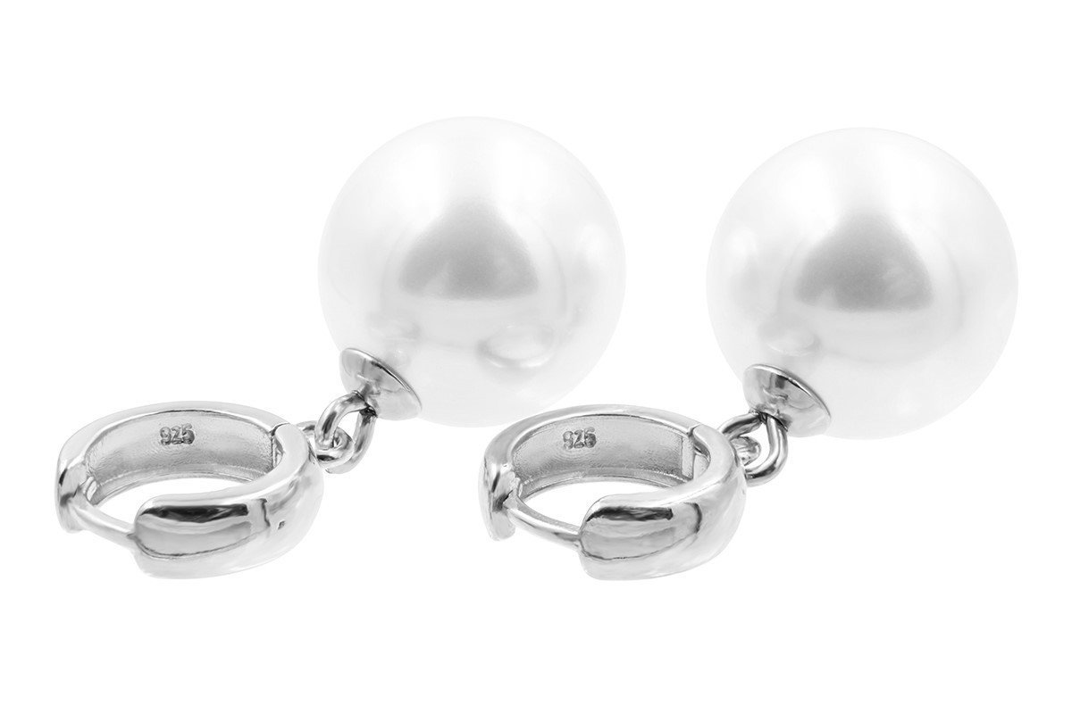 Kolczyki Kółka Z Dużą Perłą 16 Mm