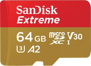 Karta SanDisk Extreme MicroSDXC 64 GB Class 10 UHS-I/U3 A2 V30 SDSQXA2-064G-GN6AA - Karty pamięci - miniaturka - grafika 1