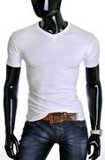 Koszulki męskie - Męska koszulka t-shirt v-neck - biała - Risardi - miniaturka - grafika 1