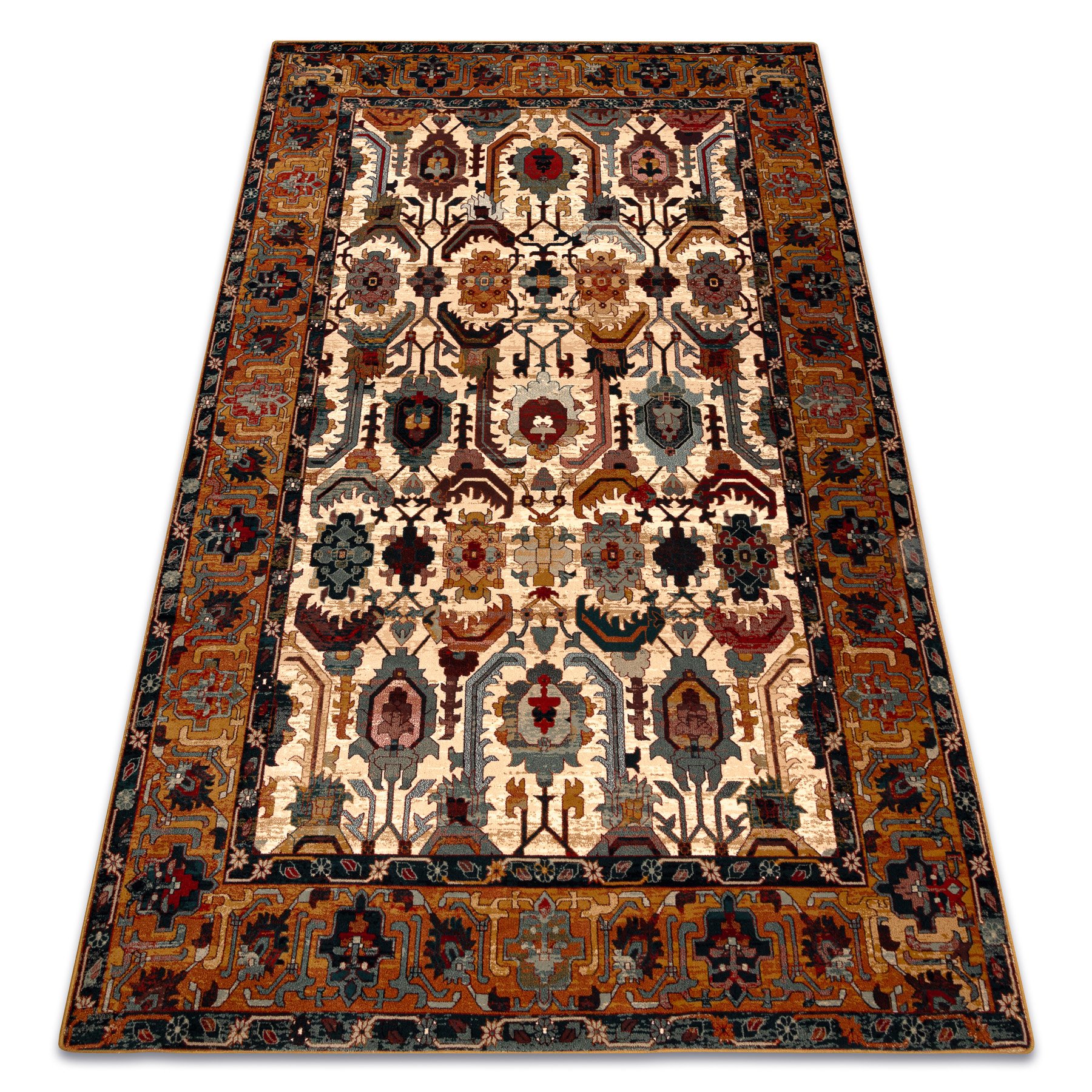 Dywan wełniany SUPERIOR OMAN orientalny ramka czerwony wielokolorowy 235x350 cm