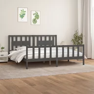 Łóżka - Rama łóżka z wezgłowiem, szara, lite drewno sosnowe, 200x200 cm Lumarko! - miniaturka - grafika 1