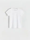 Koszulki dla dziewczynek - Reserved - Bawełniany t-shirt - biały - miniaturka - grafika 1