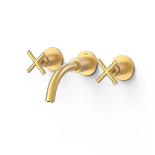 Bateria umywalkowa dwuuchwytowa podtynkowa Tres Montblanc 24-K złoto matowe 28330001OM - Baterie umywalkowe - miniaturka - grafika 1