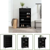 Szafki na buty - The Living Store Szafka na buty czarna 60x35x105 cm materiał drewnopochodny - miniaturka - grafika 1