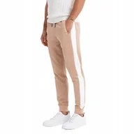 Dresy męskie - Męskie dresowe spodnie joggery beżowe wygodne Ombre OM-PASK-0229 V4 r. M - miniaturka - grafika 1