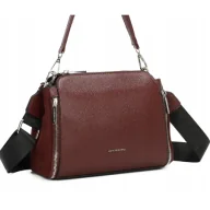 Torebki damskie - Bordowa Pojemna Damska LISTONOSZKA LUIGISANTO 2 Komorowa z paskiem - miniaturka - grafika 1