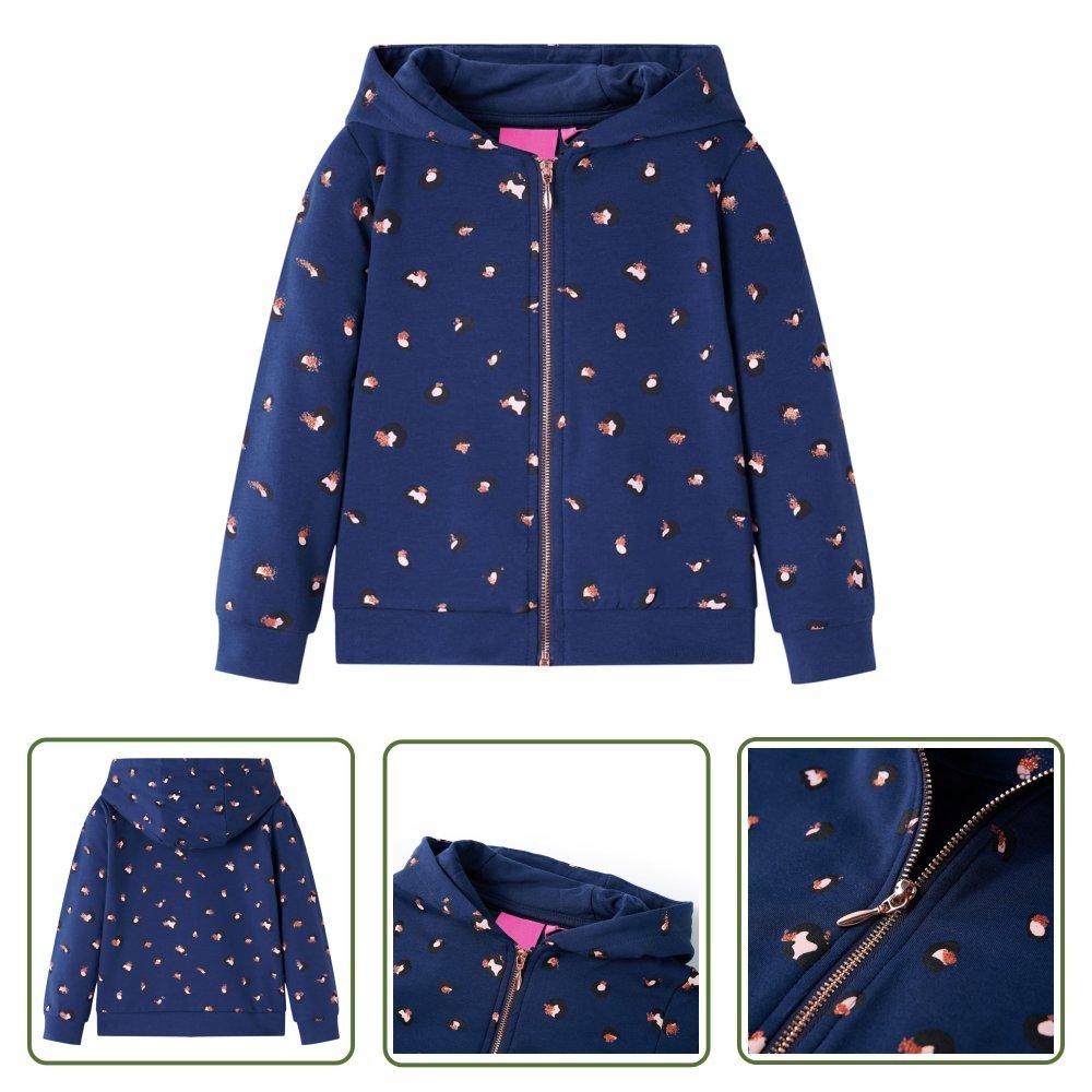 Bluza dziecięca z kapturem - granatowa - 104 - Bluza Dziewczęca