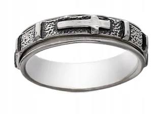 OBRĄCZKA RÓŻAŃCOWA SREBRNA OBROTOWA.925!ROZMIAR 15 - Pierścionki - miniaturka - grafika 1