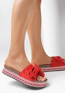 Klapki i japonki damskie - Czerwone Klapki Hyrmamene - miniaturka - grafika 1