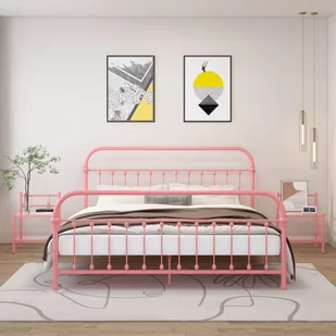 Szafki nocne 2 szt. Różowy, przezroczysty metal i szkło - Szafki nocne - miniaturka - grafika 1