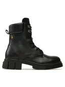 Botki damskie - Tommy Hilfiger Trapery Lace-Up Biker Leather FW0FW08167 Czarny - miniaturka - grafika 1