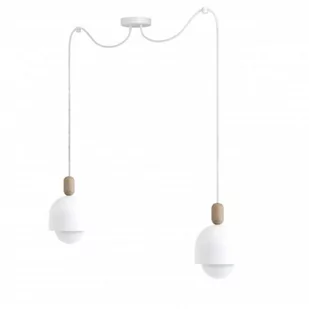 Loft Ovoi 2 biała strukturalna lampa wisząca KOLOROWE KABLE - Lampy sufitowe - miniaturka - grafika 1