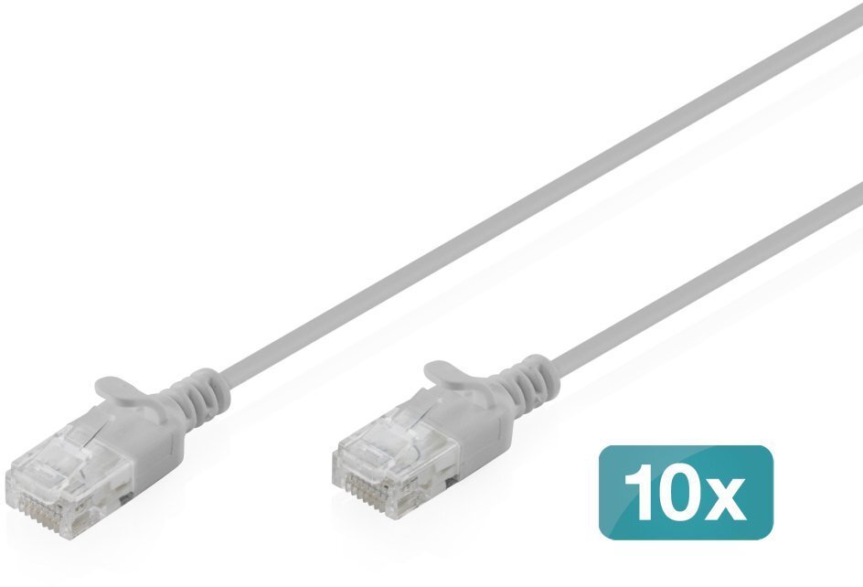 Digitus Patchcord Slim Cat.6 U/UTP LSZH 0.3m szary 10 szt. DK-1618-003S-10