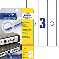 Etykiety do drukarek - AVERY Zweckform L4757-25 etykiety na segregatorze (z powłoką ultragrip, 63 x 297 mm na DIN A4, nieprzezroczyste, samoprzylepne, z możliwością nadruku, 75 sztuk na 25 arkuszy), białe - miniaturka - grafika 1