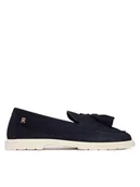 Mokasyny damskie - Tommy Hilfiger Mokasyny Light Suede Tassel Loafer FW0FW09285 Granatowy - miniaturka - grafika 1